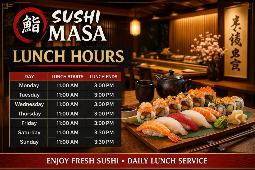Sushi Masa Lunch Hours 2026